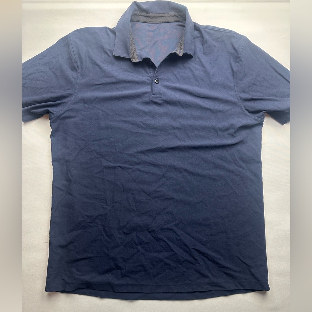 Men's Blue Lululemon Polo Shirt. Size estimated L (no tag) see measurements.